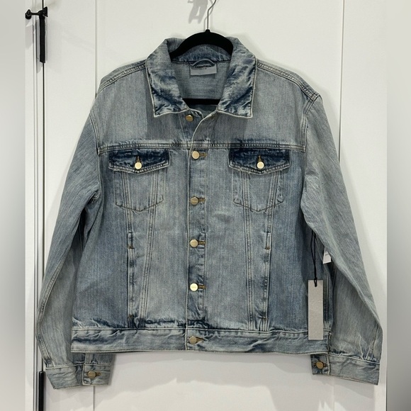 Fear Of God Essentials Denim Trucker Jean Jacket Light Indigo Blue Large Rare - Picture 5 of 16